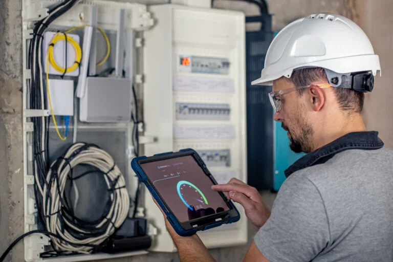Ironclad technician servicing an HVAC system in Bellflower, CA